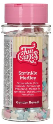 FunCakes Sprinkle Medley Gender Reveal: Tortenstreusel, großartiger Geschmack, perfekt zum Verzieren von Torten, Streuselmischung. 65 g.