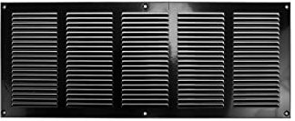 20'' x 8'' Inch / 500 x 200 mm Black Steel Vent Cover - Metal Rectangular Soffit Grille - Louvered Air Return Grille - for Ceiling and Sidewall - Built-in Protection Screen Mesh - HVAC Ventilation
