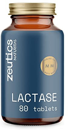 Zeutics Lactasa | Enzima Digestiva para Intolerancia a la Lactosa | Suplemento Vegano con Enzimas Digestivas | Alivio de Hinchazón y Malestar | 80 Comprimidos
