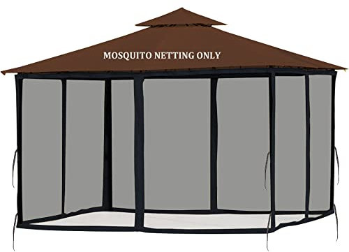 Softclub Moustiquaire de rechange universelle à 4 panneaux avec fermeture éclair pour tonnelle, 3 x 3,5 x 2,1 m, noir (moustiquaire uniquement)