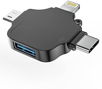OTG Adapter USB Female to Type C Lightning Micro Male 3in1 Converter for iPhone 14 13 for iPad compatible for Samsung Android Camera Card Reader Mouse Keyboard Midi Flash Drive Accessorie