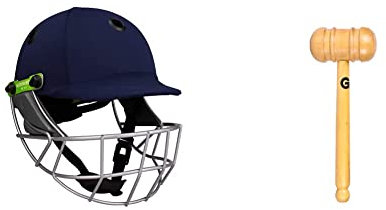 KOOKABURRA Unisex (56-58 Cm) KOOKABURRA PRO 600F CRICKET HELMET MEDIUM 56 58 CM, navy, M UK & Gunn & Moore GM Cricket Wooden Bat Mallet, For Knocking In Cricket Bats, Tan