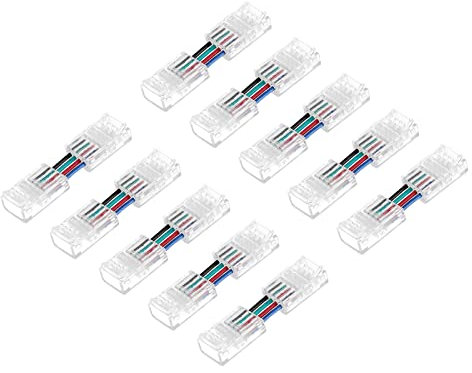 sourcing map 4-Pin RGB LED Licht Streifen Steckverbinder 10mm Lötfrei Adapter Terminal Anschluss für 5050 4 Leitung RGB LED Streifen H Form Anschluss 10Pack
