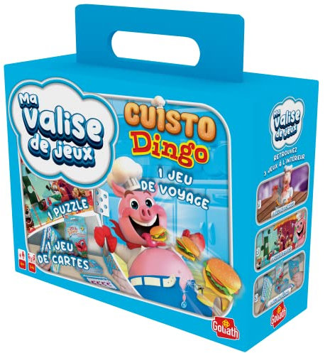 Goliath Cuisto Dingo – Gesellschaftsspiel für Kinder – ab 4 Jahren – Reisespiel für die Familie mit 1 Kartenspiel, 1 Puzzle – leicht zu transportieren – 1 bis 4 Spieler