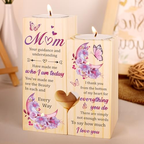 Mum Birthday Gifts, Christmas Candle Holder Gifts for Mum, Gifts for Mum from Daughter Son, Perfect Presents for Mum, Xmas Gifts for Mum, Thanksgiving Birthday Daily Gifts for Mother.
