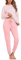 Bresdk Ensembles de Pyjama Femme Coton Pyjama Hiver Vêtements de Nuit à Manches Longues Costume de Maison rayée à Col Rond Chaud et Doux, À Rayure - Rose, M