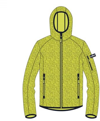 CMP - Giacca in Knit-Tech da Bambini con Cappuccio Fisso, Lime-Darker, 164