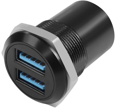 QIANRENON Convertidor de datos dual USB 3.0 y 2 hembra a 2 hembras USB de 2 puertos y enchufe de montaje - 5 Gbps, 5 V 2 A para transferencia de datos USB y carga