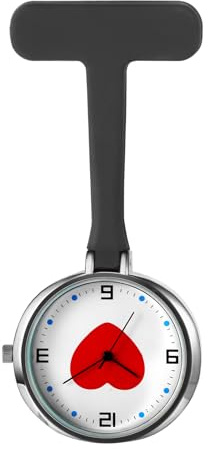 Silverora Taschenuhr Krankenschwester Uhren Silikon: Leicht Ablesbare Schwesternuhren Liebe Pflegeruhr mit Clip Fob Uhr Herz Pulsuhren für Ärzte Pfleger Schwarz