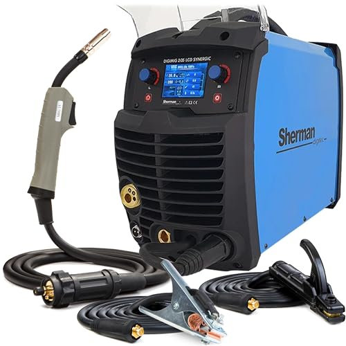 Sherman DIGIMIG 205 LCD SYN - Soldador Inverter Profesional 200 A - Sinergia - MIG/MAG, MMA, TIG Lift, Flux - Memoria de Ajustes - 2 Tiempos y 4 Tiempos, Función Fan Stop