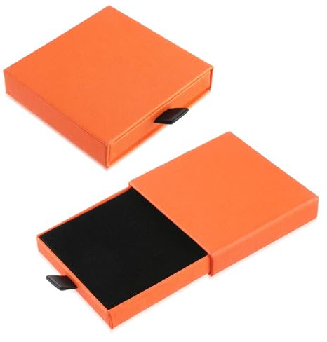Yolev 2 Stück Schmuck Geschenkbox Orange Kleine Schmuckschatulle Armband Halskette Geschenkbox Ausziehbare Quadratische Aufbewahrungsbox für Verpacken von Valentinstag Weihnachten Hochzeitsgeschenken