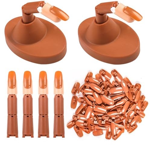 lootaan Nail Practice Fingers for Acrylic Nails, Practice Hand for Nail Training, 4Pcs Adjustable Plastic Fake Fingers for Nail Tech, with 100 PCS Refill Nail Tips and 2 Finger Base