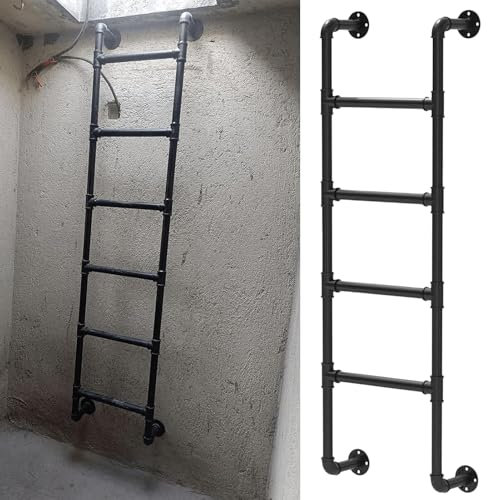 Yopappol Scala antincendio di Emergenza montata a Parete per seminterrato 100-300 cm Scala per Finestra di Uscita, Scala per soffitta in Ferro battuto Nero Resistente Dimensioni Personalizzabili(160