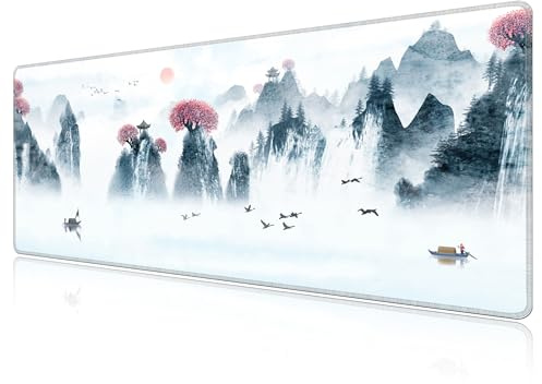 LL-COEUR Motiv Große Verlängert Laptop Mousepad 120x50x0,3cm, Erweiterter Tastaturunterlage mit Vernähte Kanten für Home, Office (Landschaften 3, 1200x500x3mm)