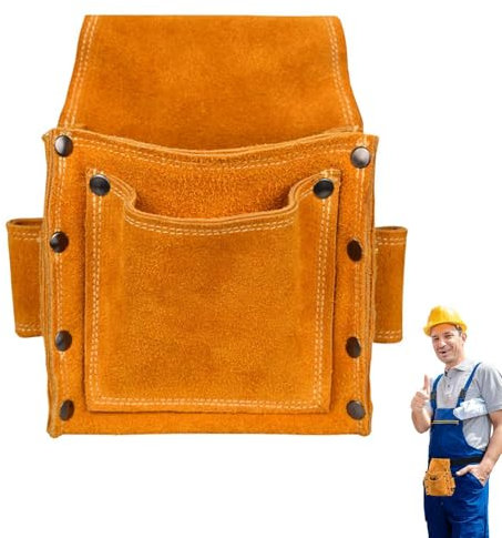 Werkzeug-Aufbewahrungstasche aus Rindsleder, verschleißfeste Werkzeugtasche, Bau-Taillentasche, Nagel-Taillentasche, Leder-Werkzeuggürtel, Werkzeug-Organizer, Schreiner-Werkzeugtasche, auch