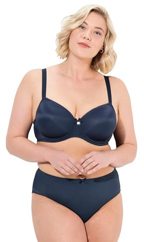 Ulla Popken Damen Bügel-BH, Softschale, Cup B-E, Nachtblau, 110B EU