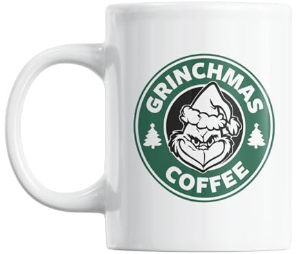 Gesar Tazza Natalizia da Colazione - Idea regalo per natale - Tazza divertente - Tazza Merry Christmas - Tazza con motivo natalizio 11 oz - (Nero)