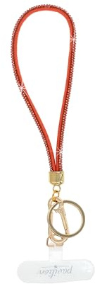 Pavilion Gift Company - Orange Wristlet - Soft Gemmed Multifunctional Wristlet Hands-Free Stylish Anti-Theft Universal Detachable Cell Phone Case Accessory
