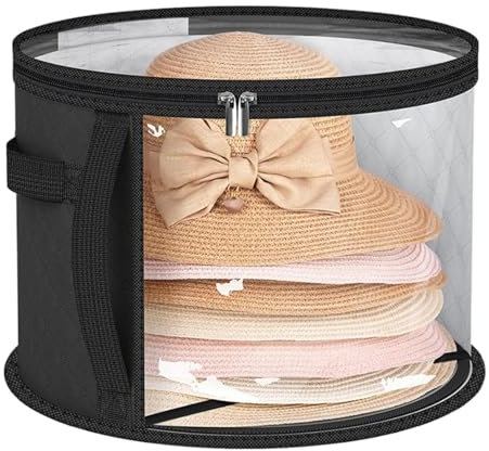 Caja para guardar sombreros - Cubo para guardar sombreros, Bolsa para guardar sombreros de playa | Bolsa de almacenamiento transparente de gran tamaño para sombreros para mujer, puede contener caja de