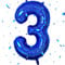 UDRKFOPK Zahlen Luftballon Marineblau,Marineblau Luftballon 3, 40 Zoll Blau Folienballon 3,101cm Zahlenballon 3 Helium Ballon Luftballon 3 Geburtstag für 3 Jahre Geburtstagsdeko Kinder Mädchen Junge