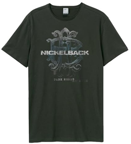 Amplified Dark Horse Nickelback T-Shirt - Album Artwork Graphic Tee, Charcoal, XXL