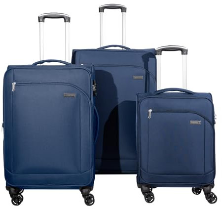 Crosstravel - 3 TLG., Weichschalen-Kofferset, Monterey, Blau