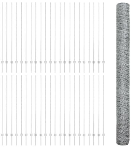 vidaXL Zaun mit Pfosten Silber 1,5 x 100 m Stahl, Verstellbare Außenumzäunung, moderner Gartenzaun, stabiler Raumteiler, vielseitige Sichtschutzlösung für Gärten