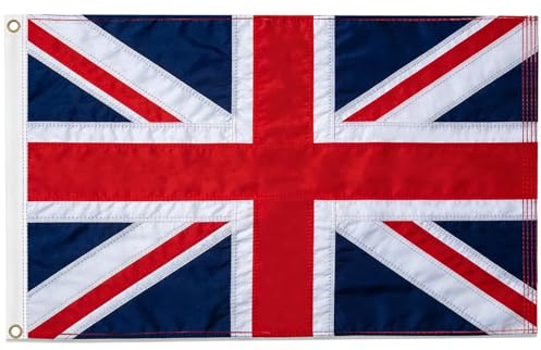 Union Jack Flags 5ft x 3ft - Sewn Stripes Double Sided Heavy Duty British Flag, UK Flag Sewn Oxford Fabric with Brass Eyelets for Party Outdoors Indoors Garden Decorations