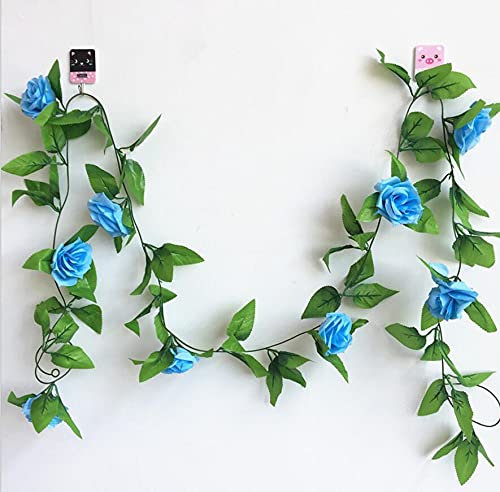 OWOHYG Fiori Artificiali e secchi, 6 Pezzi, Piante di edera rampicante, Rose Artificiali, per composizioni Floreali, Bouquet da Sposa, Decorazioni per la casa, Bar e Hotel (Blu)