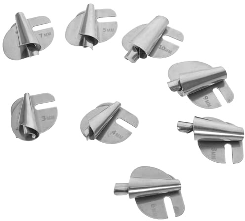 SHINEOFI Lot de 8 Pieds Ourleurs pour Machine à Coudre, Accessoires en Acier Inoxydable, Pieds Presseurs Spirale pour Ourlet Roulé Précis, pour Couture et Bricolage Textile