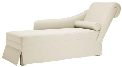 ZIRLANLV Chaiselongue mit Nackenrolle und Rechter, Armlehne Samt, Recamiere, Loungesessel, Lounge Sofa, Loungesofa, Geeignet für Moderne Wohnzimmer. Schlafzimmer oder Büros (Creme)
