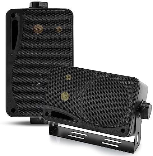 Pyle Mini Lautsprecher Boxen, Kleine Musik Box – Portable Speaker – Soundbox 200 Watt Musik Boxen, Montierbarer oder Tragbarer Lautsprecher Schwarz, 3-Wege Sound Box, 2x Robuste Boxen mit Musik