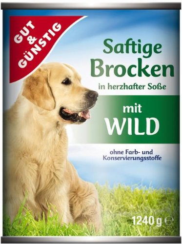Gut & Günstig Hundefutter Saftige Brocken mit Wild 1240g