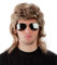 Spar-Set - Vokuhila Perücke + Sonnenbrille - Blonde Vokuhila Perücke für Herren und Pilotenbrille zu Fasching Karneval - Blond Fokuhila Proll Perücken Bad Taste Party