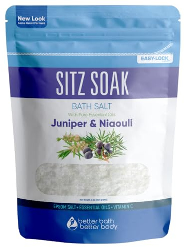 Sitz Bath Soak 2-Lbs Sitz Salt Epsom Salt Hemorrhoid Soothing with Pure Essential Oils in BPA Free Pouch with Press-Lock Seal Made in USA