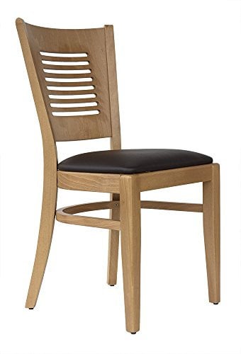 abritus Set 2 Stühle Stuhl Küchenstuhl Esszimmerstuhl Holz Buche massiv, für Gastro Bistro Cafe Küche, mit Polstersitz Kunstleder braun, fertig montiert *TG004