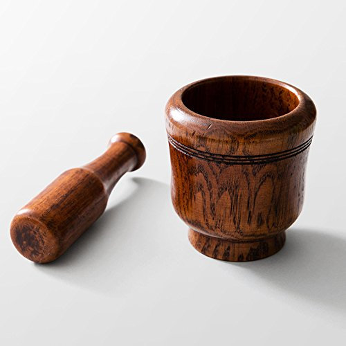 TAMUME Mortier et Pilon en Bois Épice à la Main Broyeur de Cuisine, Concasseur d'herbe Masher et Mélangeur, pour Broyer Sel de Mer, épices et Fines Herbes