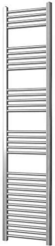 Greened House Chrome Straight Heated Towel Rail 400mm wide x 1800mm high Flat Central Heating Towel Radiator