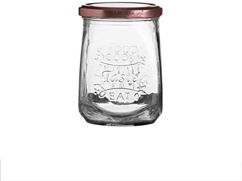 Glass Storage Jar with Copper Rose Gold Lid 0.5L or 1L Clear Transparent Glass Food Storage Jar Jam Jar Sweet Jar Container Cannister with Copper Screw Metal Lid Cook Taste Eat (0.5L)