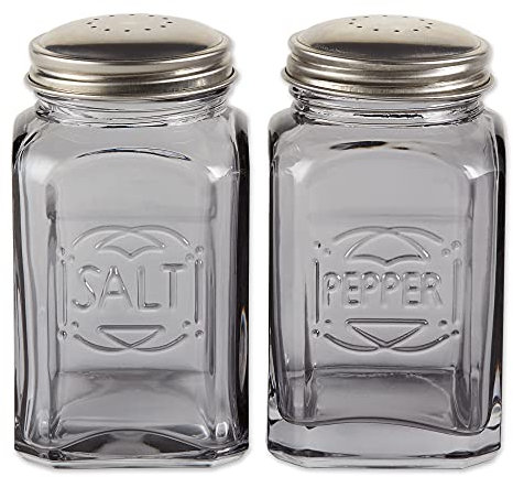 RSVP International Salero y pimentero de cristal retro, 236 ml, color azul | tapas de acero inoxidable | 325 ml