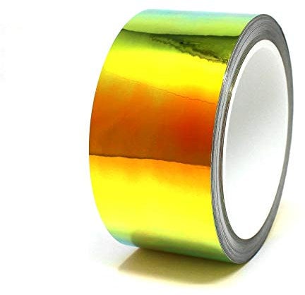 10 Meter Flip Flop Chrom Zierstreifen Basteln Effektfolie Hologramm Chameleon Auto Motorrad Modellbau Klebestreifen (FF3 Grün/Orange, 50mm Breite)