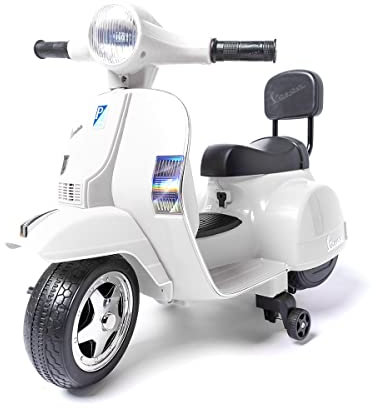 Vespa Classique PX150 Mini Officielle - Blanc- Moto électrique pour Enfant Batterie 6v