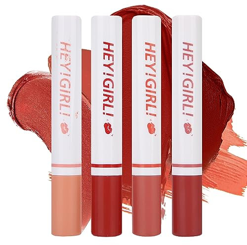 Sonew 4 Stück Lippenstift Pack Set, Retro Zigarettenform Matt Langlebig Unfading Lippenstift Wasserfest, Schmierfest, Make up Kosmetik, Präfekt