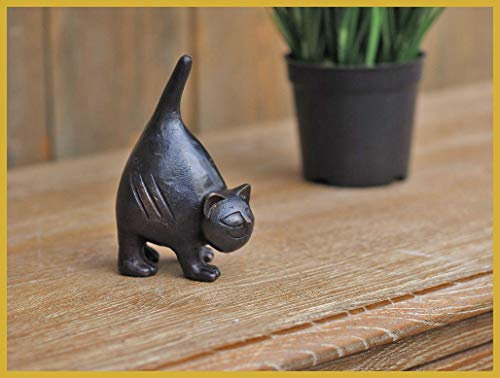 IDYL Bronze-Skulptur Katze | 14x6x10 cm | Katze Tierfigur aus Bronze handgefertigt | Gartenskulptur oder Wohnbereich-Dekoration | Hochwertiges Kunsthandwerk | Wetterfest