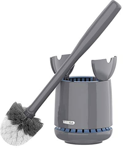 MR.SIGA Toilet Bowl Brush and Holder, Premium Quality, with Solid Handle and Durable Bristles for Bathroom Cleaning, Gray, 1 Pack
