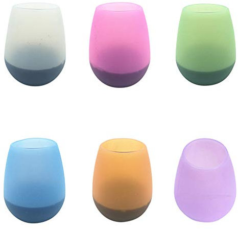 Verres à Vin En Silicone, 6pcs Verres à Vin En Caoutchouc Incassables Pour Le Camping En Plein Air Incassable Sans Pied Et Verre à Cocktail Lave-vaisselle Coupe En Silicone Arc-en-ciel Pour La Plage