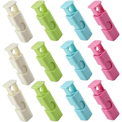 Cozihom Brottüten-Clips, rutschfest, einfach zu drücken und zu verschließen, 4 Farben, 12 Stück, Blau,rosa
