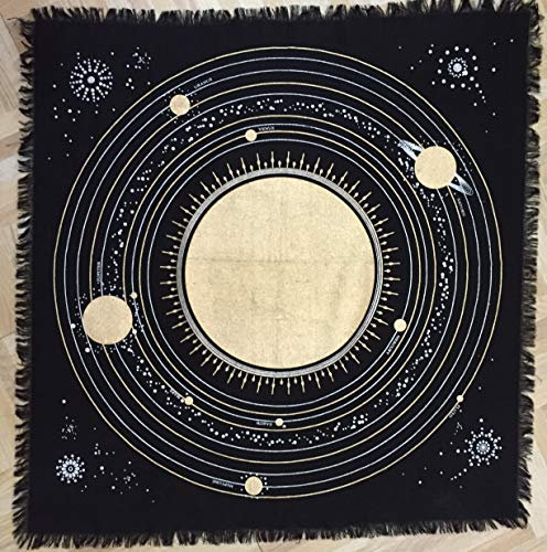 Indian Consigners Sonnensystem Altar Tuch Hexerei Hexerei Tischdecke Ändern Heilig Tischtuch Spirituell Buchstabieren 18 (Sonnensystem Gold Silber)