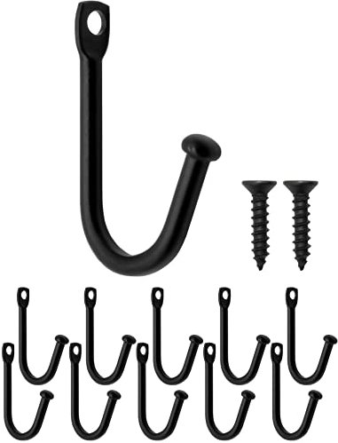 Fuxxer® Lot de 10 mini crochets classiques en métal pour serviettes - Design antique - 36 x 25 mm - Noir
