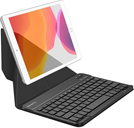 Fintie Tastatur Hülle für Tablet 10 Zoll (QWERTZ Layout), Bluetooth Tastatur mit Abnehmbarer Standhülle für iPad, Samsung, Tablet, iPhone, Smartphone, iOS/Android-Tablets, Schwarz